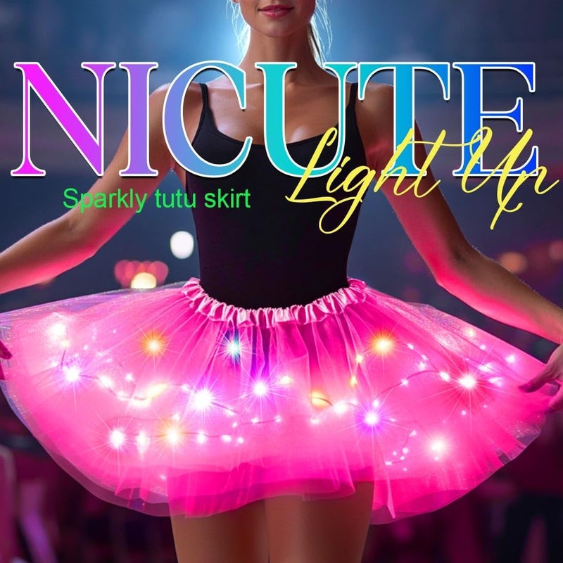 Nicute Light Up Tutu Led Layered Tulle Tutus Skirt for Women - Image 2